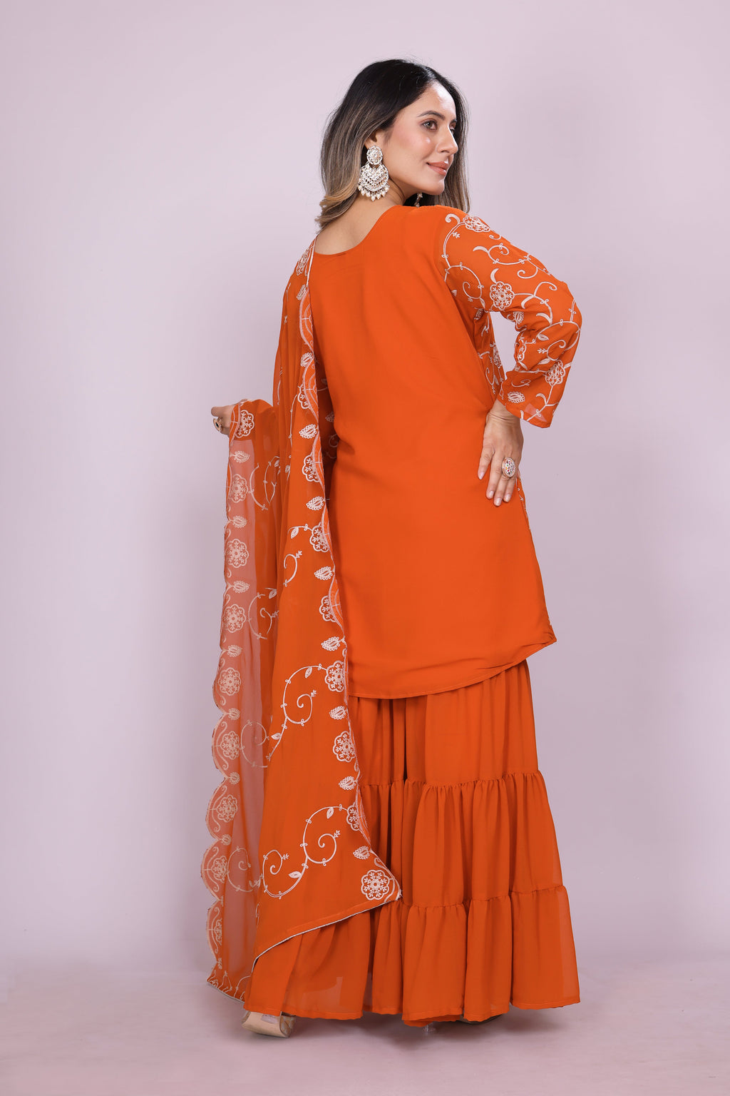 Lehenga Mart Designer Sharara Suit for women - Orange | Grocsy