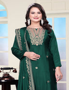 Lehenga Mart Designer Chinon Sharara Suit With Coding Sequence Embroidered Work - Green | Grocsy