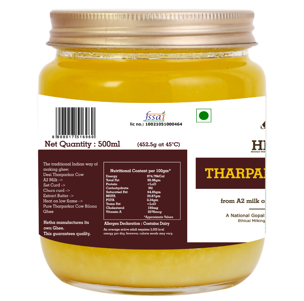 Hetha Tharparkar Cow A2 Cultured Bilona Ghee / A2 Ghee | Grocsy
