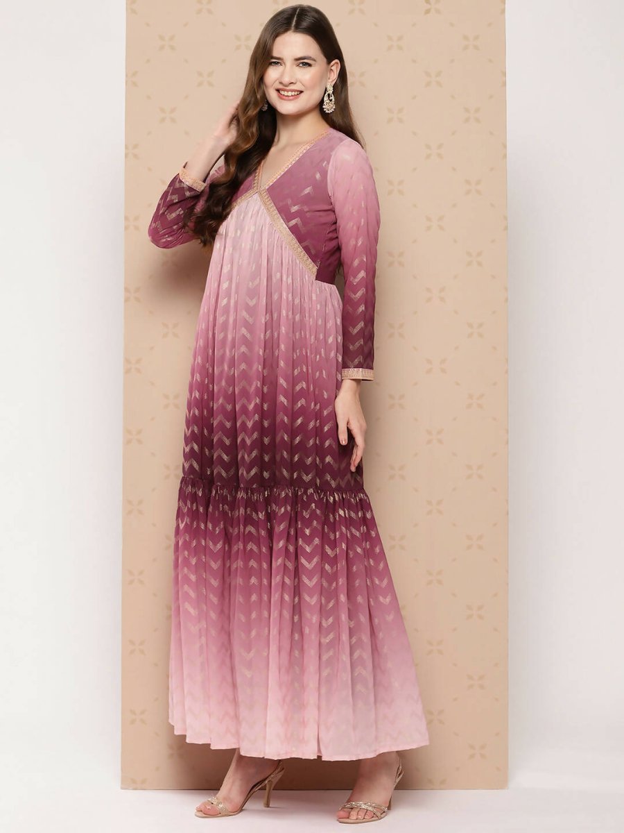 Ahalyaa Women's Traditional wear Ethnic Dress - Burgundy | Grocsy