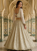 Lehenga Mart White Faux Georgette Designer Bollywood Style Wedding Wear Lehenga Choli | Grocsy