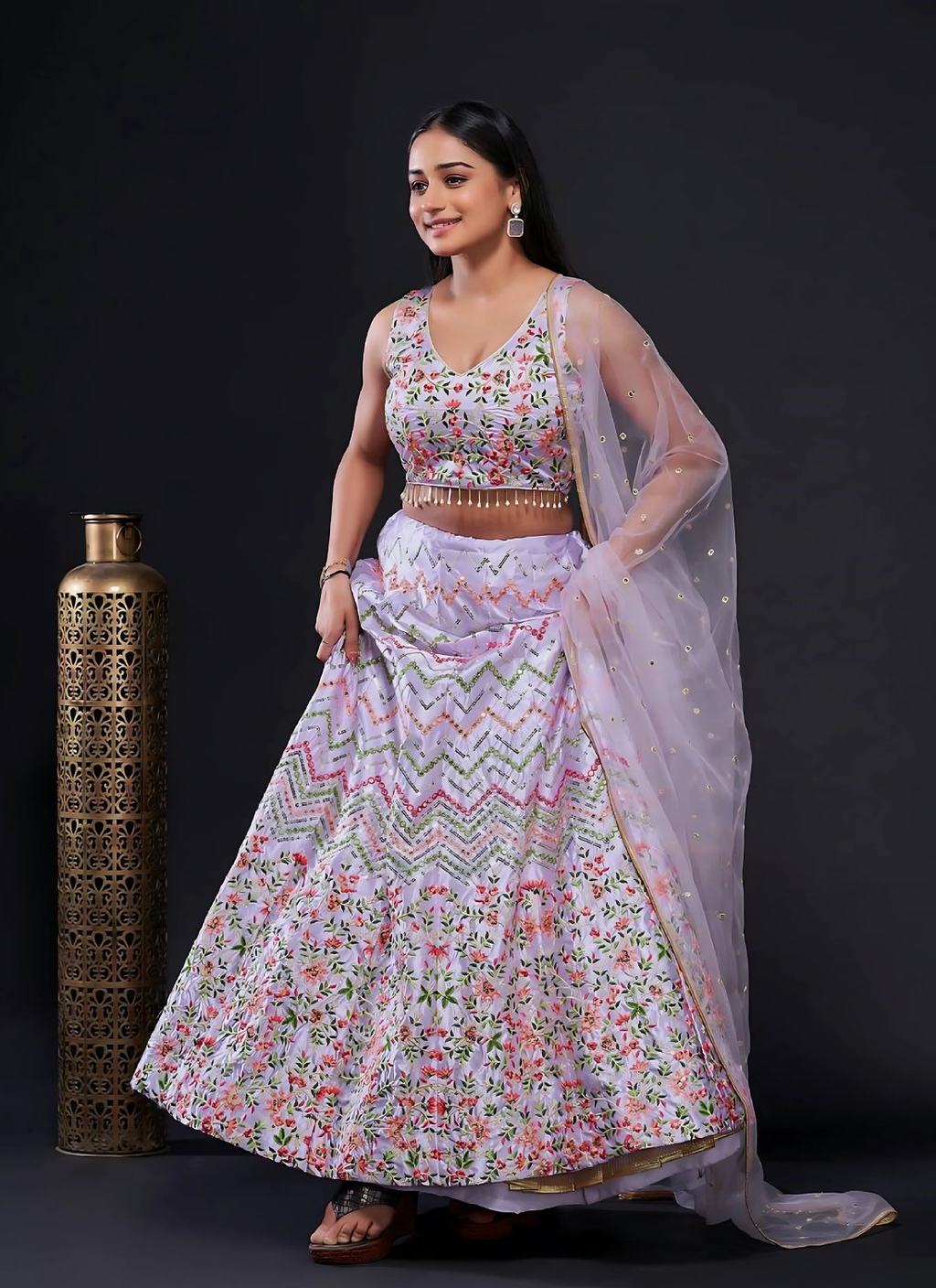 Lehenga Mart Designer Wedding Lehenga Choli For Women - Lavender | Grocsy
