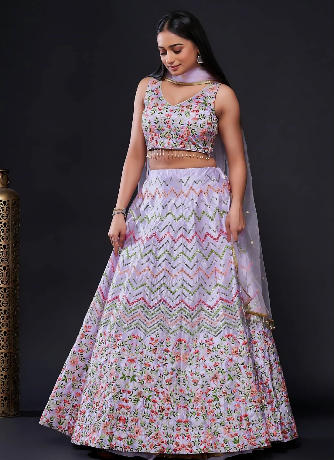 Lehenga Mart Designer Wedding Lehenga Choli For Women - Lavender | Grocsy