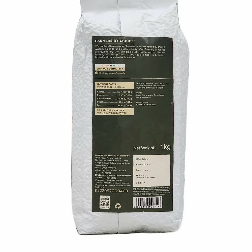 Two Brothers Organic Farms Krishna Kamod Brown Rice, Unpolished | Grocsy
