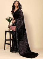 Vegaa Fashion Onion Pink Heavy Georgette Sequence Embroidery Saree | Grocsy