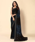 Vegaa Fashion Royal Blue Heavy Georgette Sequence Embroidery Saree | Grocsy