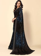 Vegaa Fashion Royal Blue Heavy Georgette Sequence Embroidery Saree | Grocsy