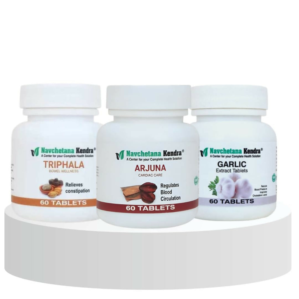 Navchetana Kendra Arjuna, Triphala, and Garlic Tablets Combo | Grocsy