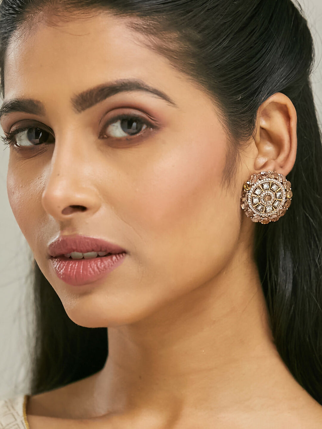 Nuyug 22k Gold Plated Round Stud Earrings | Grocsy