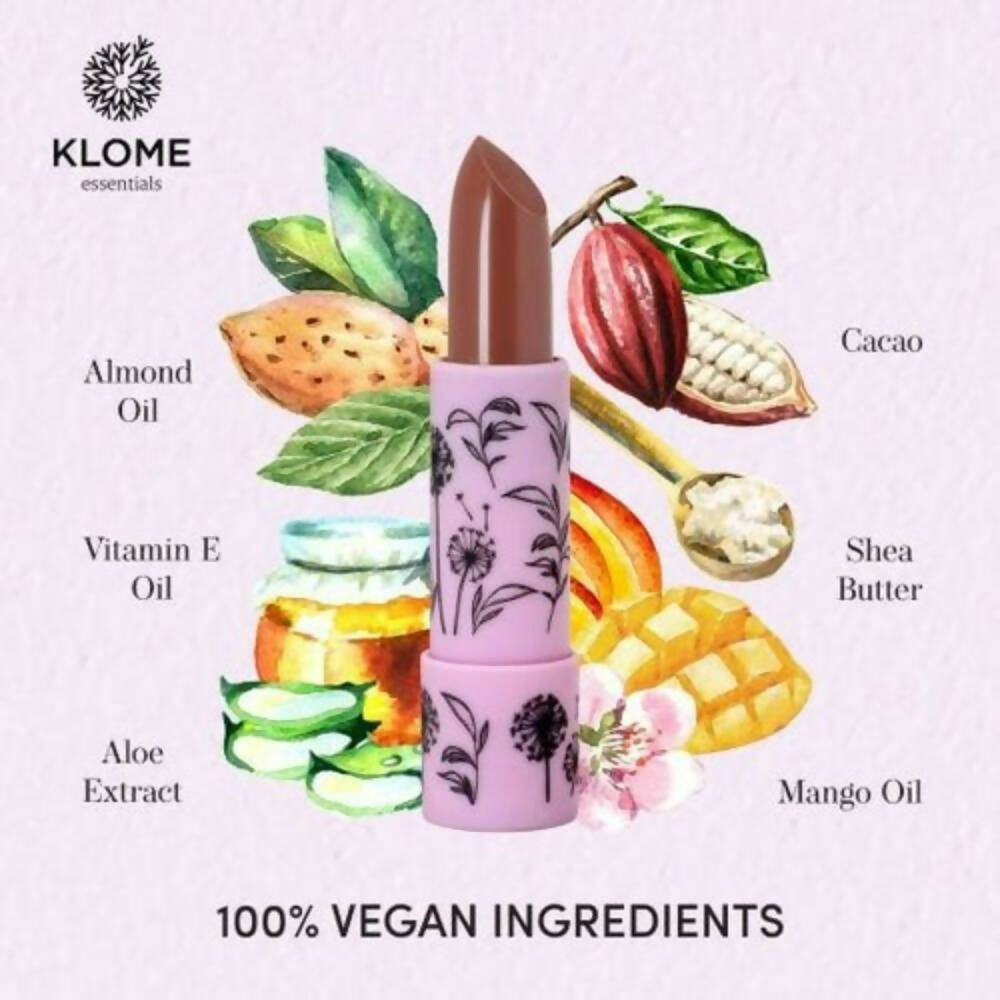 Klome Essentials Vegan Matte Lipstick-Clovewood (Nude Brown) | Grocsy