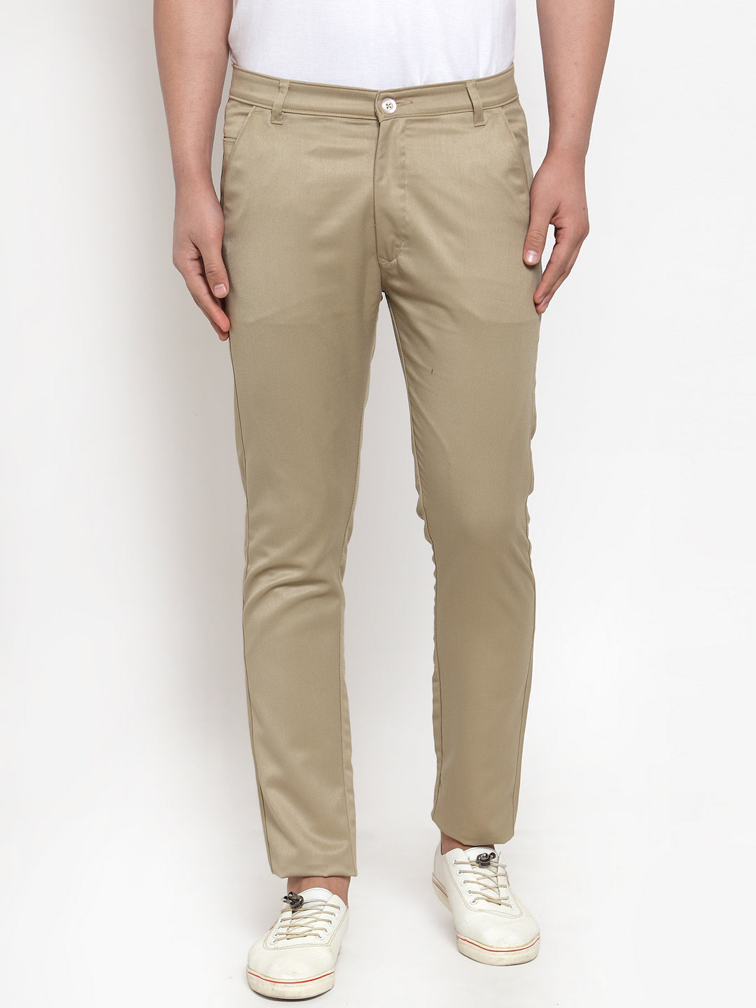 Jainish Men Beige Slim Fit Formal Trousers ( FGP 253Beigexxx ) | Grocsy