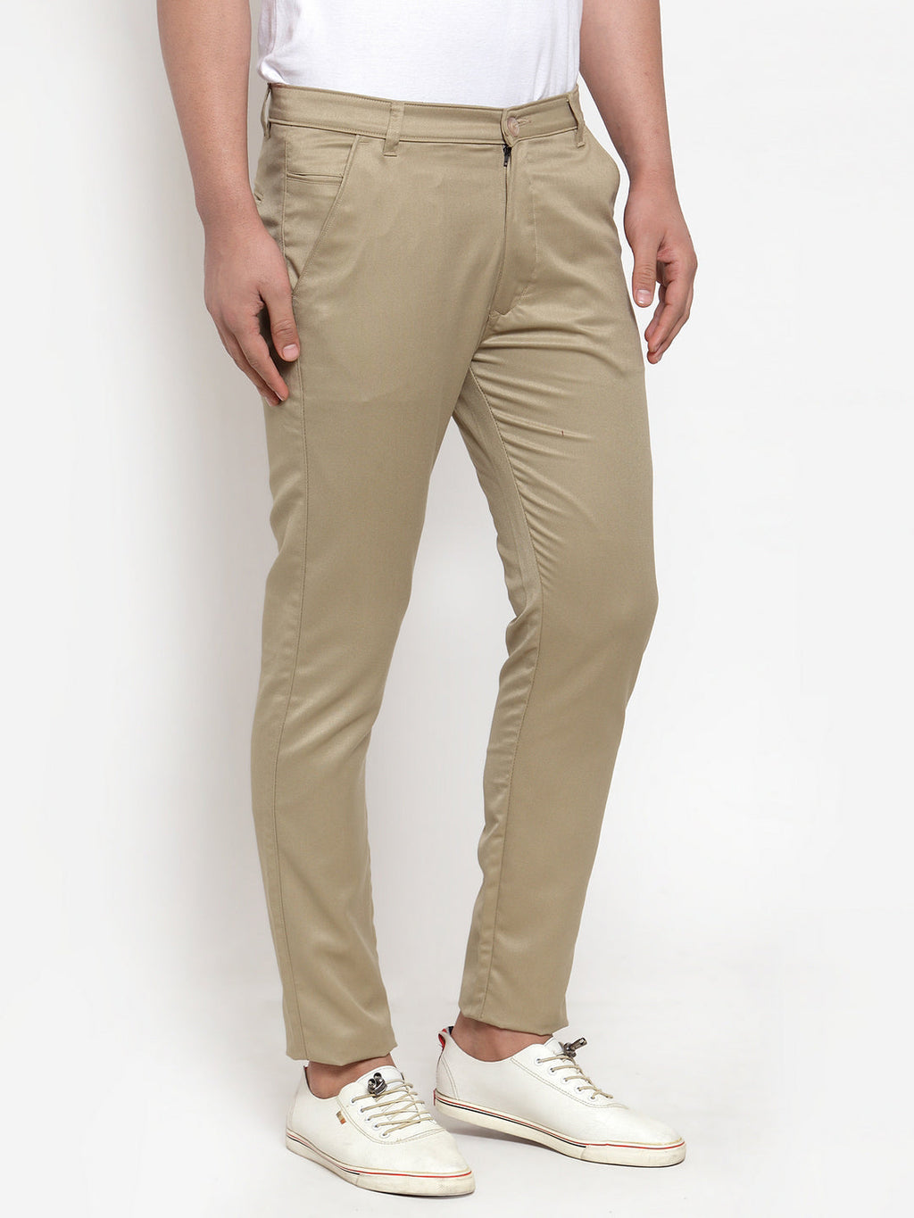 Jainish Men Beige Slim Fit Formal Trousers ( FGP 253Beigexxx ) | Grocsy