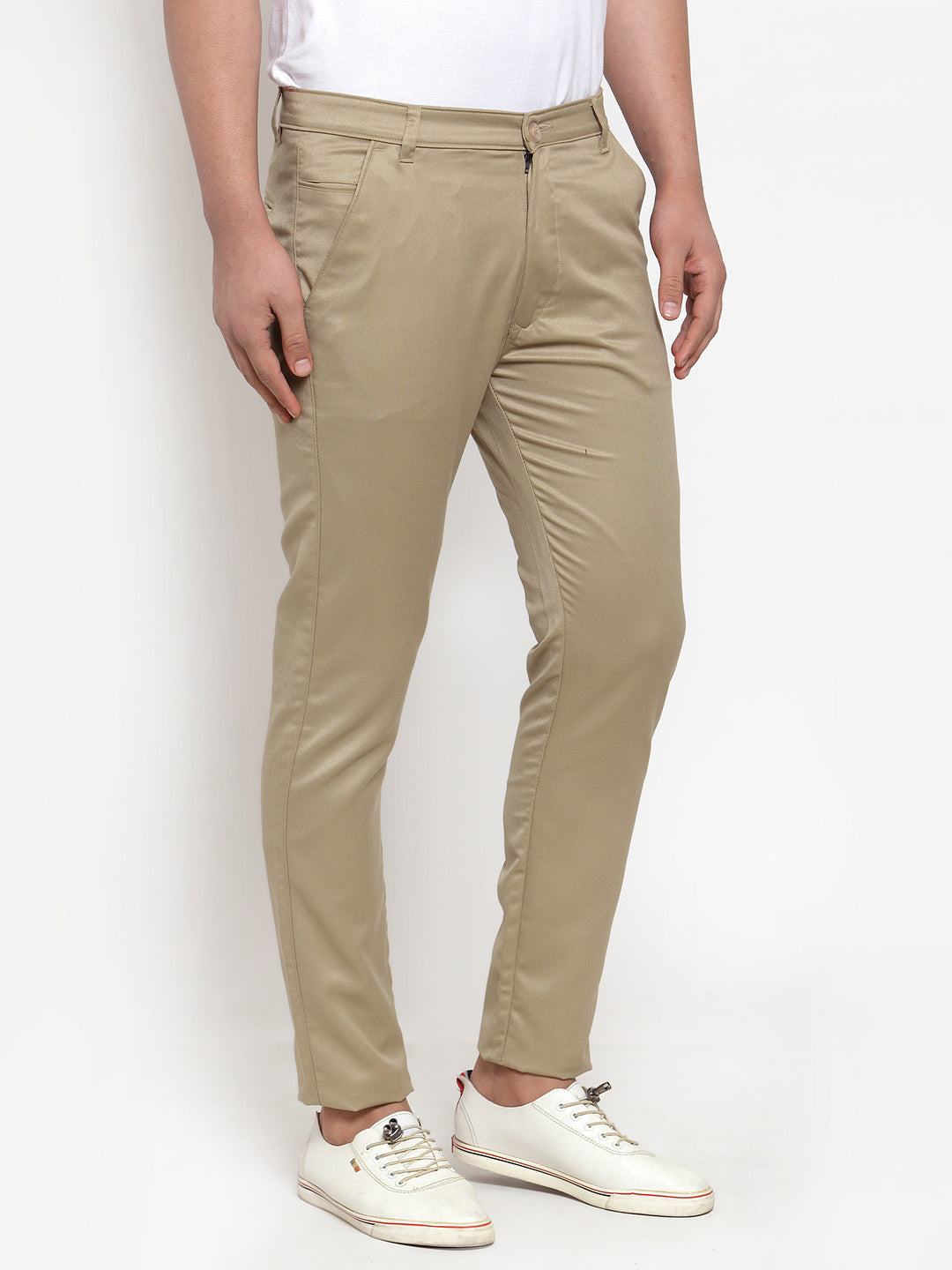Jainish Men Beige Slim Fit Formal Trousers ( FGP 253Beigexxx ) | Grocsy