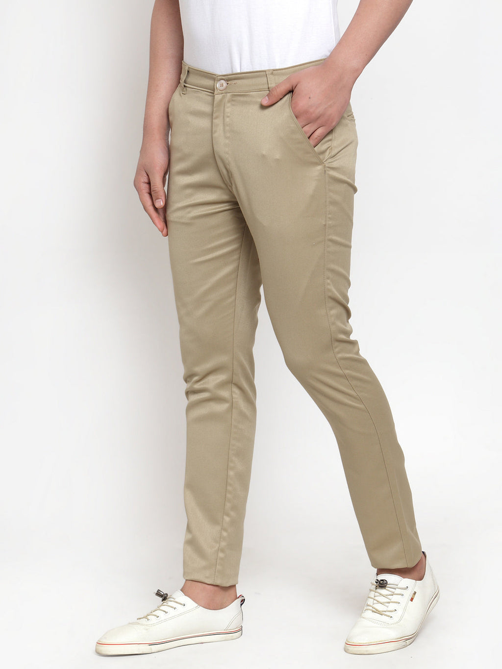 Jainish Men Beige Slim Fit Formal Trousers ( FGP 253Beigexxx ) | Grocsy