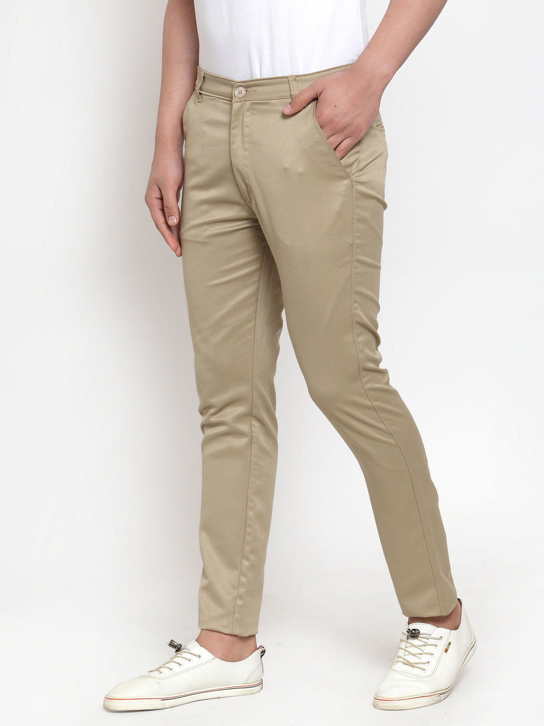 Jainish Men Beige Slim Fit Formal Trousers ( FGP 253Beigexxx ) | Grocsy