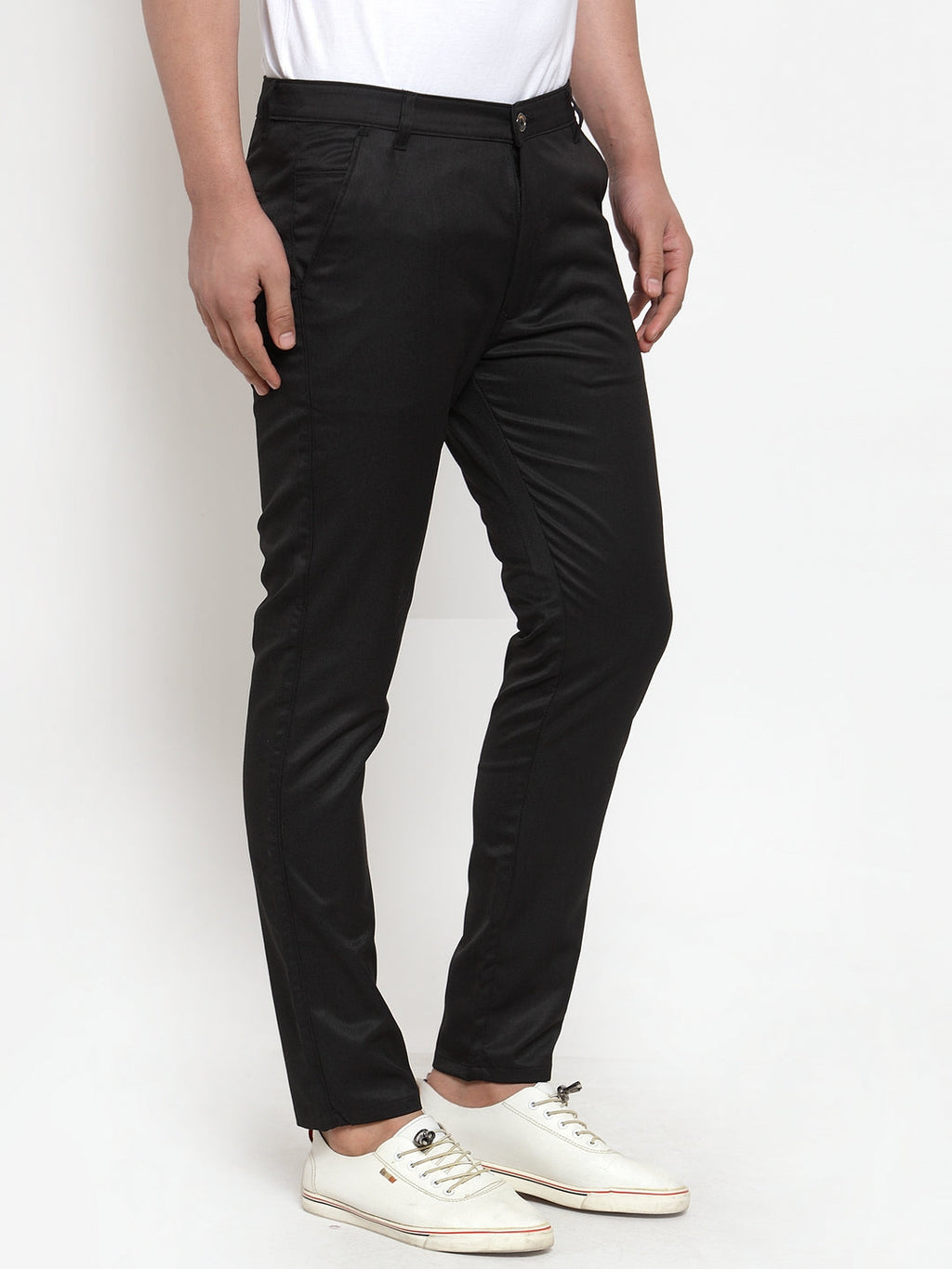Jainish Men's Black Solid Formal Trousers ( FGP 253Black ) | Grocsy