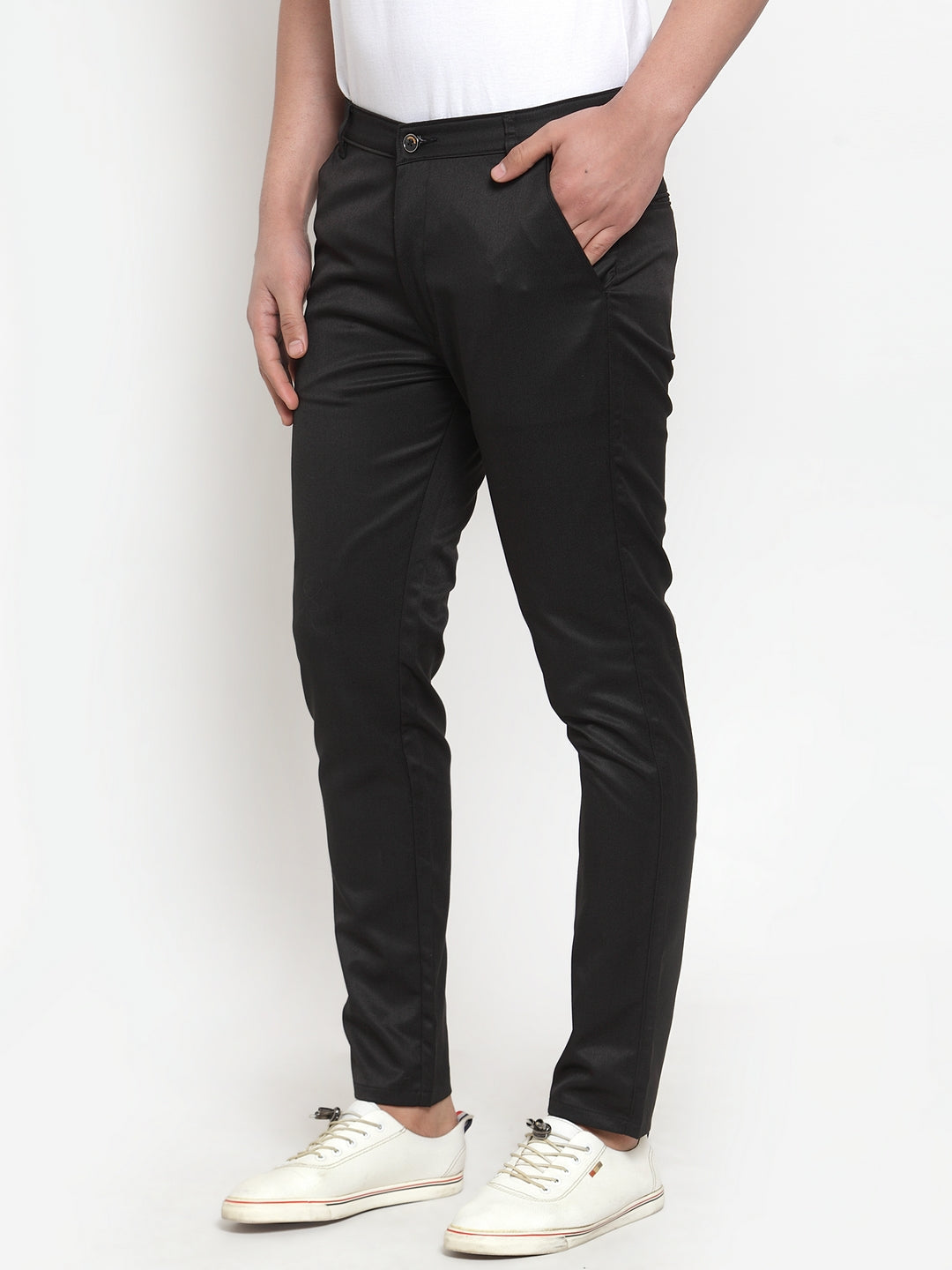Jainish Men's Black Solid Formal Trousers ( FGP 253Black ) | Grocsy