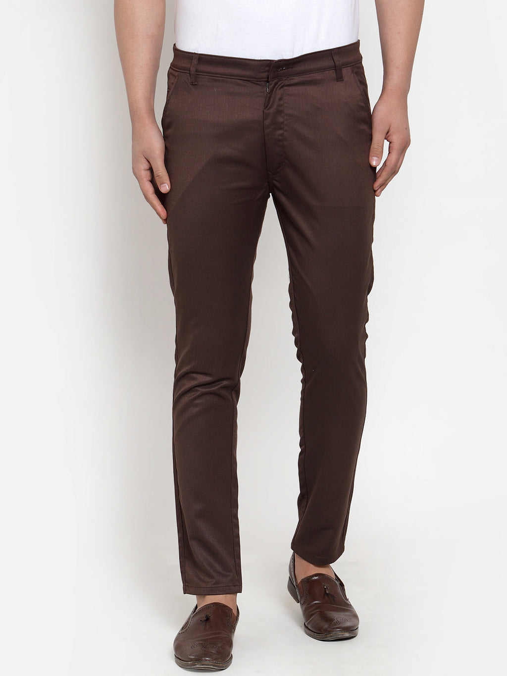 Jainish Men's Brown Solid Formal Trousers ( FGP 253Coffee ) | Grocsy