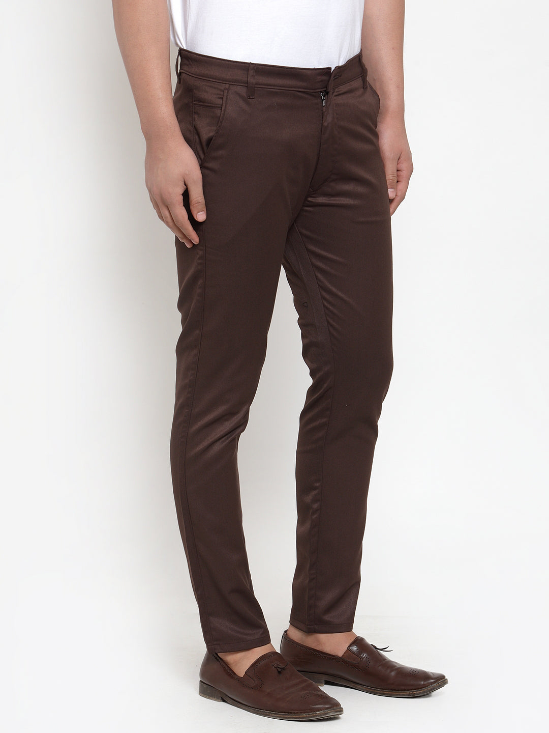 Jainish Men's Brown Solid Formal Trousers ( FGP 253Coffee ) | Grocsy