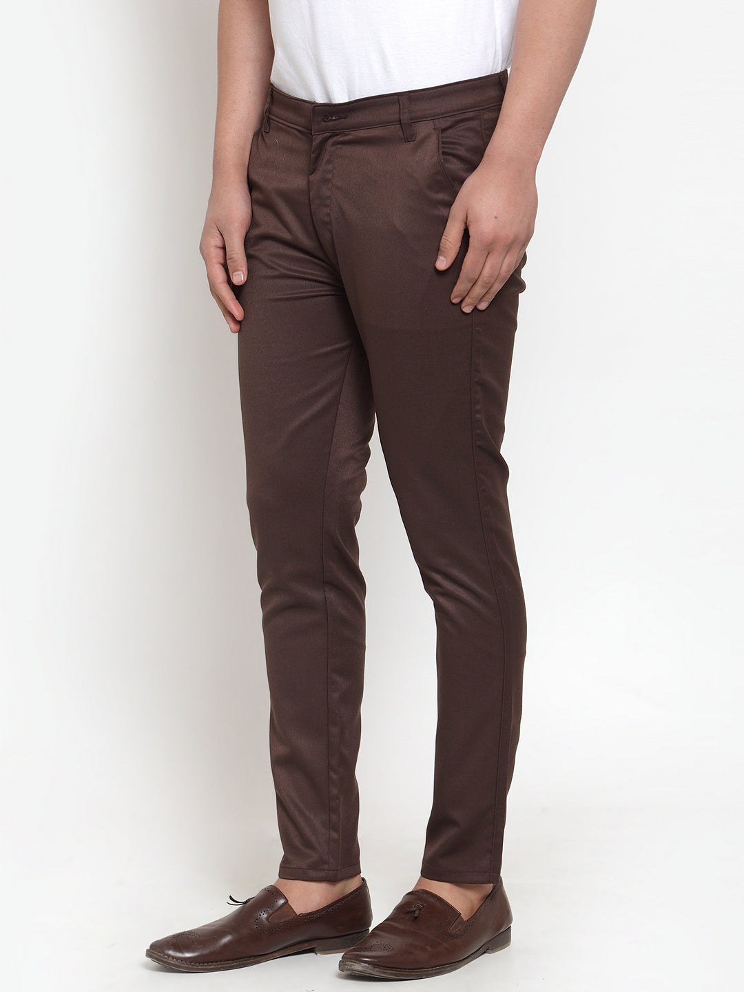 Jainish Men's Brown Solid Formal Trousers ( FGP 253Coffee ) | Grocsy