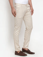 Jainish Men's Cream Solid Formal Trousers ( FGP 253Cream ) | Grocsy