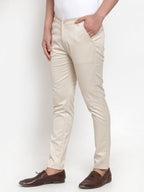 Jainish Men's Cream Solid Formal Trousers ( FGP 253Cream ) | Grocsy