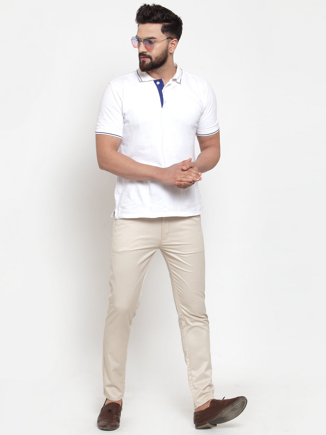 Jainish Men's Cream Solid Formal Trousers ( FGP 253Cream ) | Grocsy