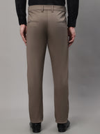 Jainish Men's Dark-Beige Tapered Fit Formal Trousers | Grocsy