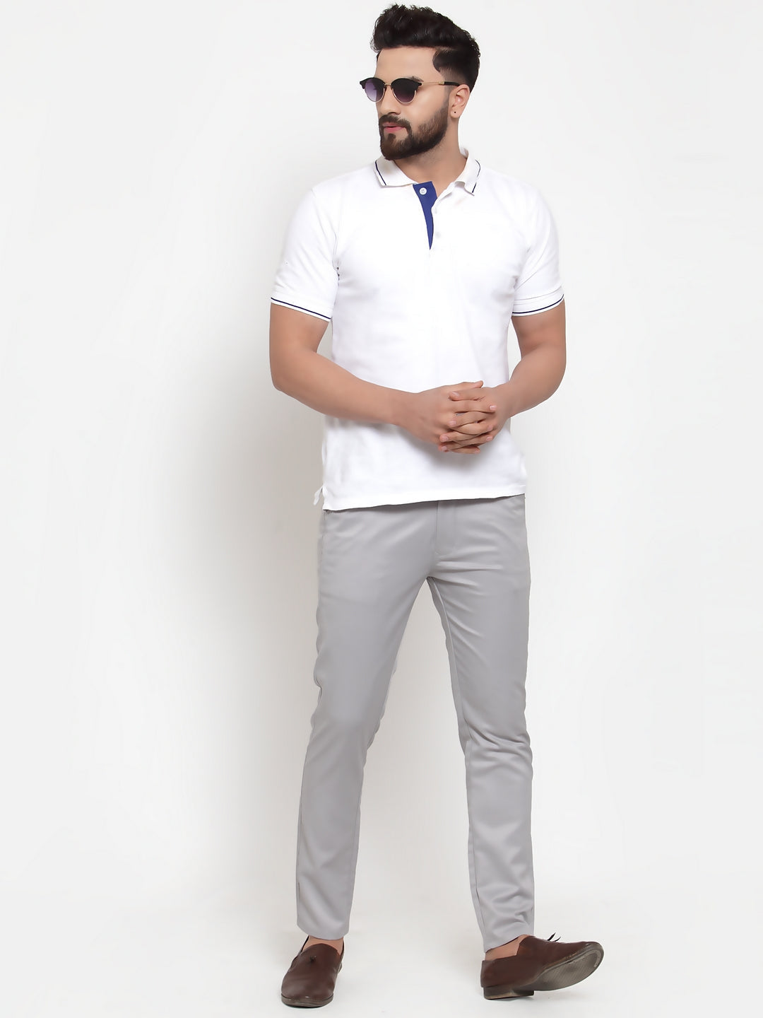 Jainish Men's Grey Solid Formal Trousers ( FGP 253Light-Grey ) | Grocsy