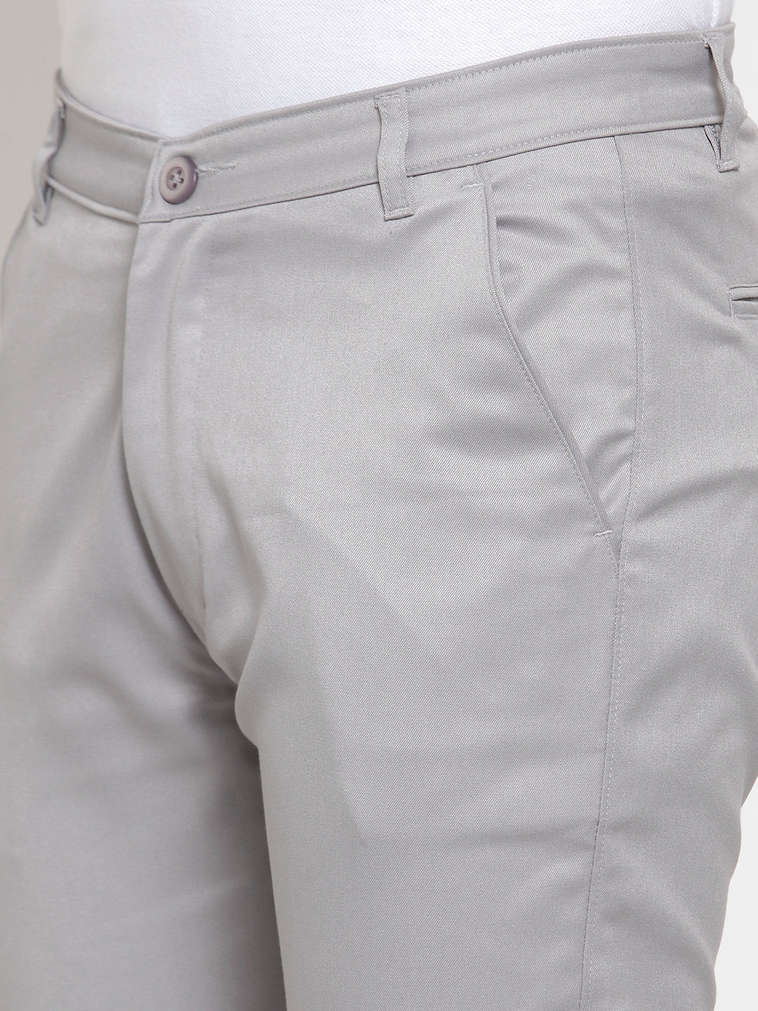 Jainish Men's Grey Solid Formal Trousers ( FGP 253Light-Grey ) | Grocsy
