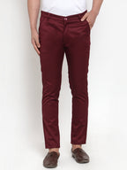 Jainish Men's Maroon Solid Formal Trousers ( FGP 253Maroon ) | Grocsy