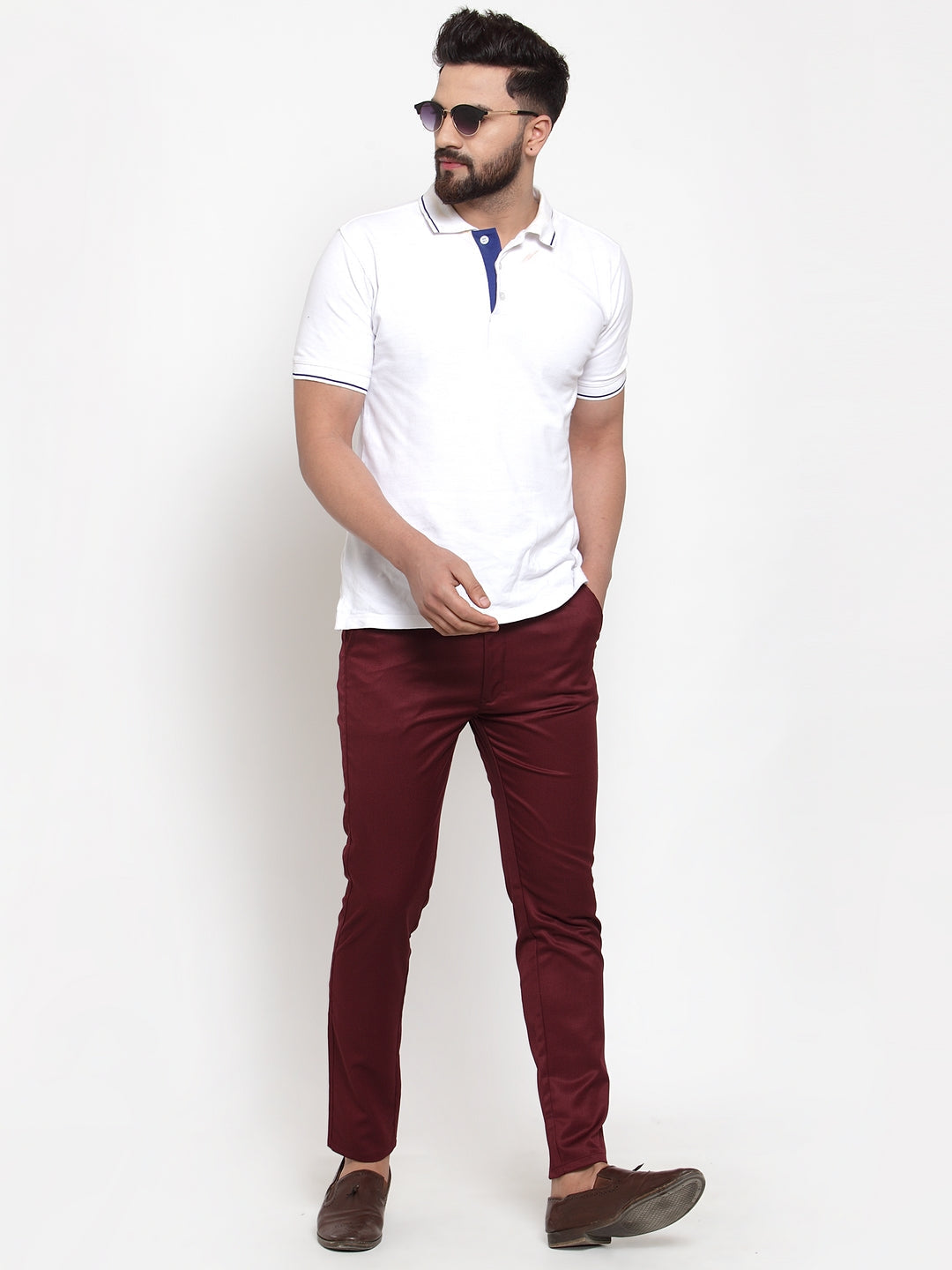 Jainish Men's Maroon Solid Formal Trousers ( FGP 253Maroon ) | Grocsy