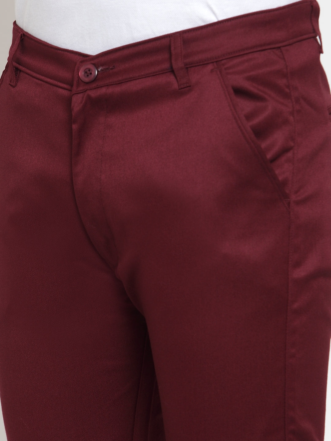 Jainish Men's Maroon Solid Formal Trousers ( FGP 253Maroon ) | Grocsy