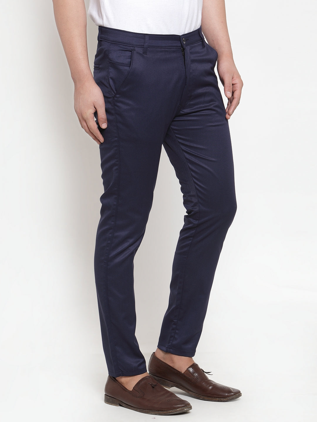 Jainish Men's Navy Solid Formal Trousers ( FGP 253Navy ) | Grocsy