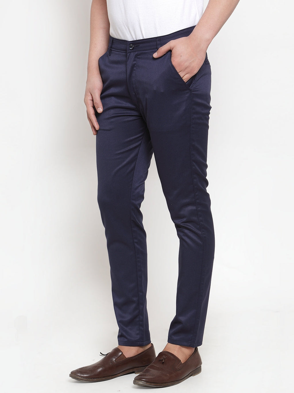 Jainish Men's Navy Solid Formal Trousers ( FGP 253Navy ) | Grocsy