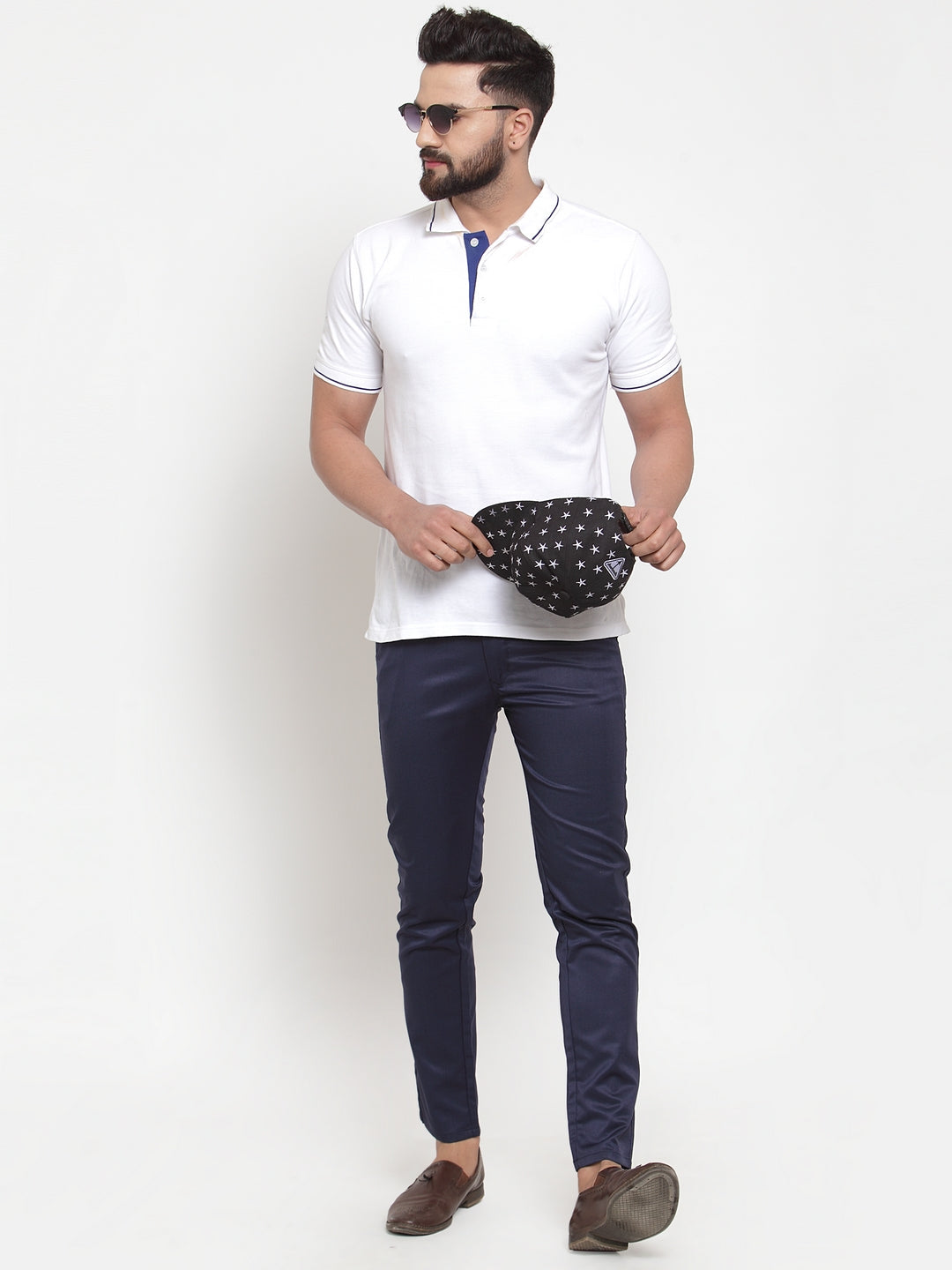 Jainish Men's Navy Solid Formal Trousers ( FGP 253Navy ) | Grocsy