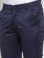 Jainish Men's Navy Solid Formal Trousers ( FGP 253Navy ) | Grocsy