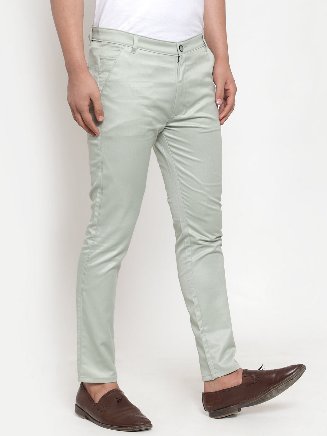 Jainish Men's Green Solid Formal Trousers ( FGP 253Pista ) | Grocsy