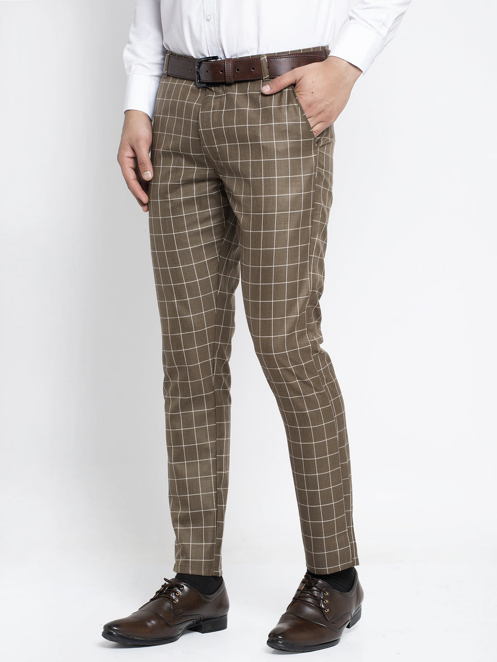 Jainish Men's Brown Formal Trousers ( FGP 260Coffee ) | Grocsy