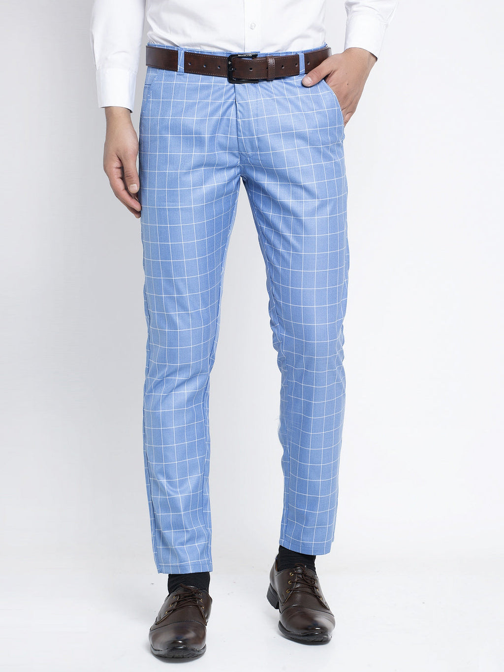 Jainish Men's Blue Formal Trousers ( FGP 260Light-Blue ) | Grocsy