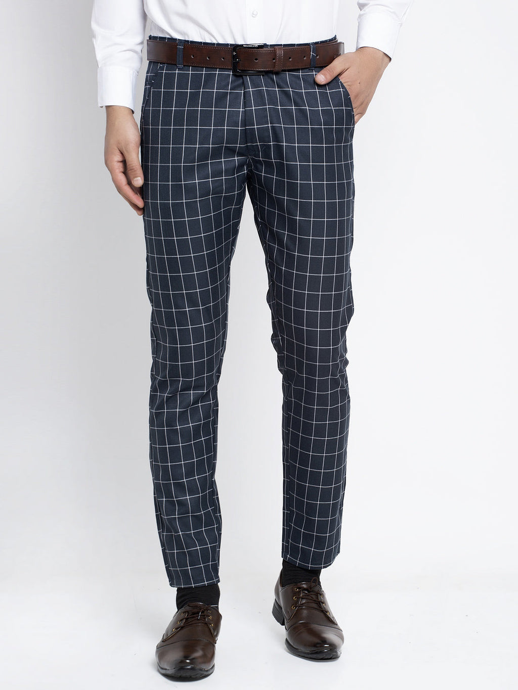 Jainish Men's Navy Formal Trousers ( FGP 260Navy ) | Grocsy