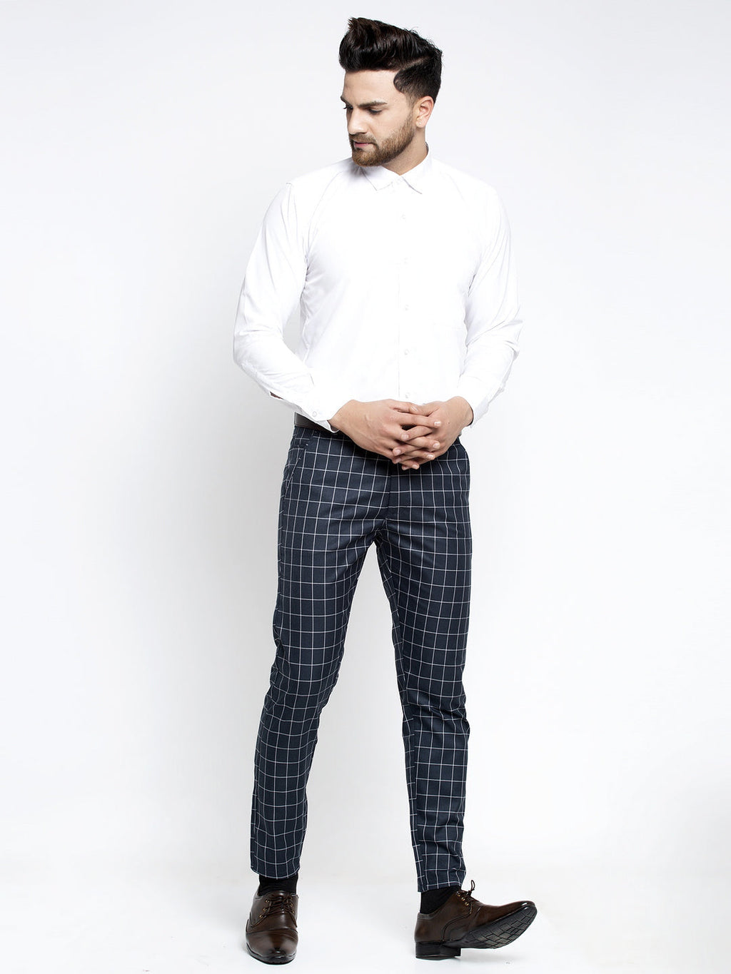 Jainish Men's Navy Formal Trousers ( FGP 260Navy ) | Grocsy
