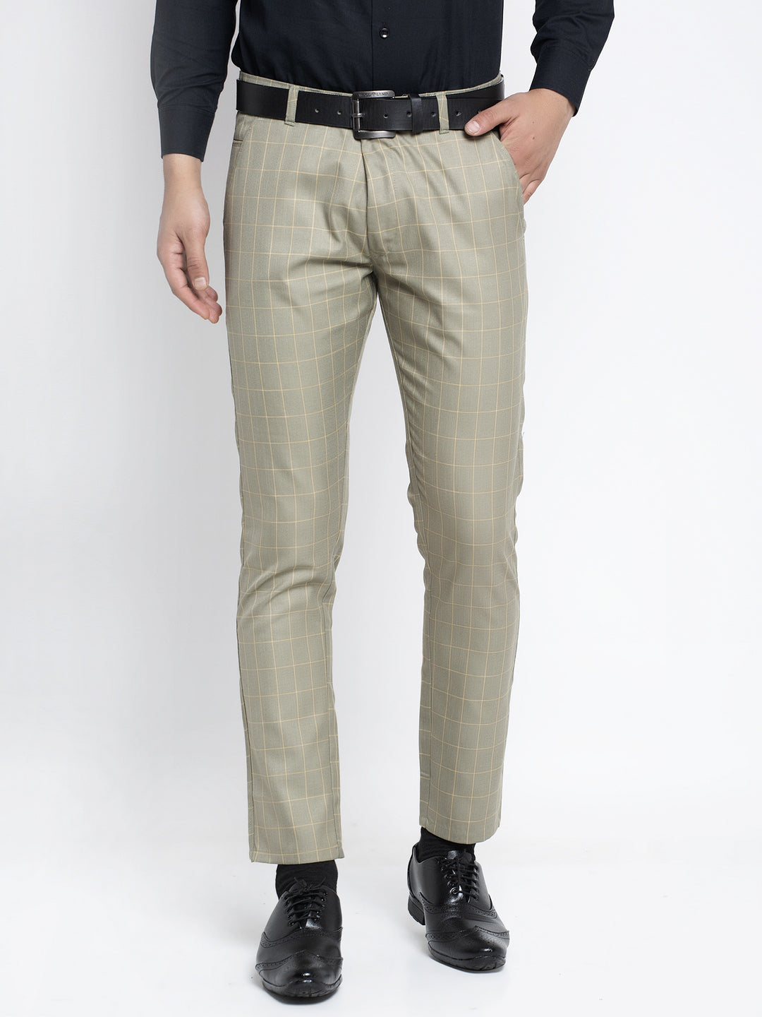 Jainish Men's Green Formal Trousers ( FGP 260Pista ) | Grocsy