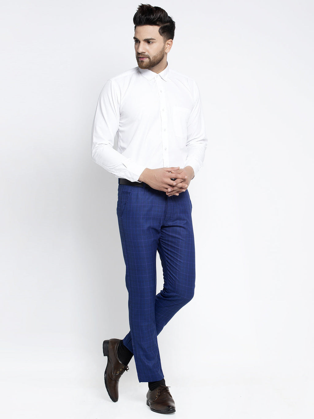 Jainish Men's Blue Formal Trousers ( FGP 261Blue ) | Grocsy