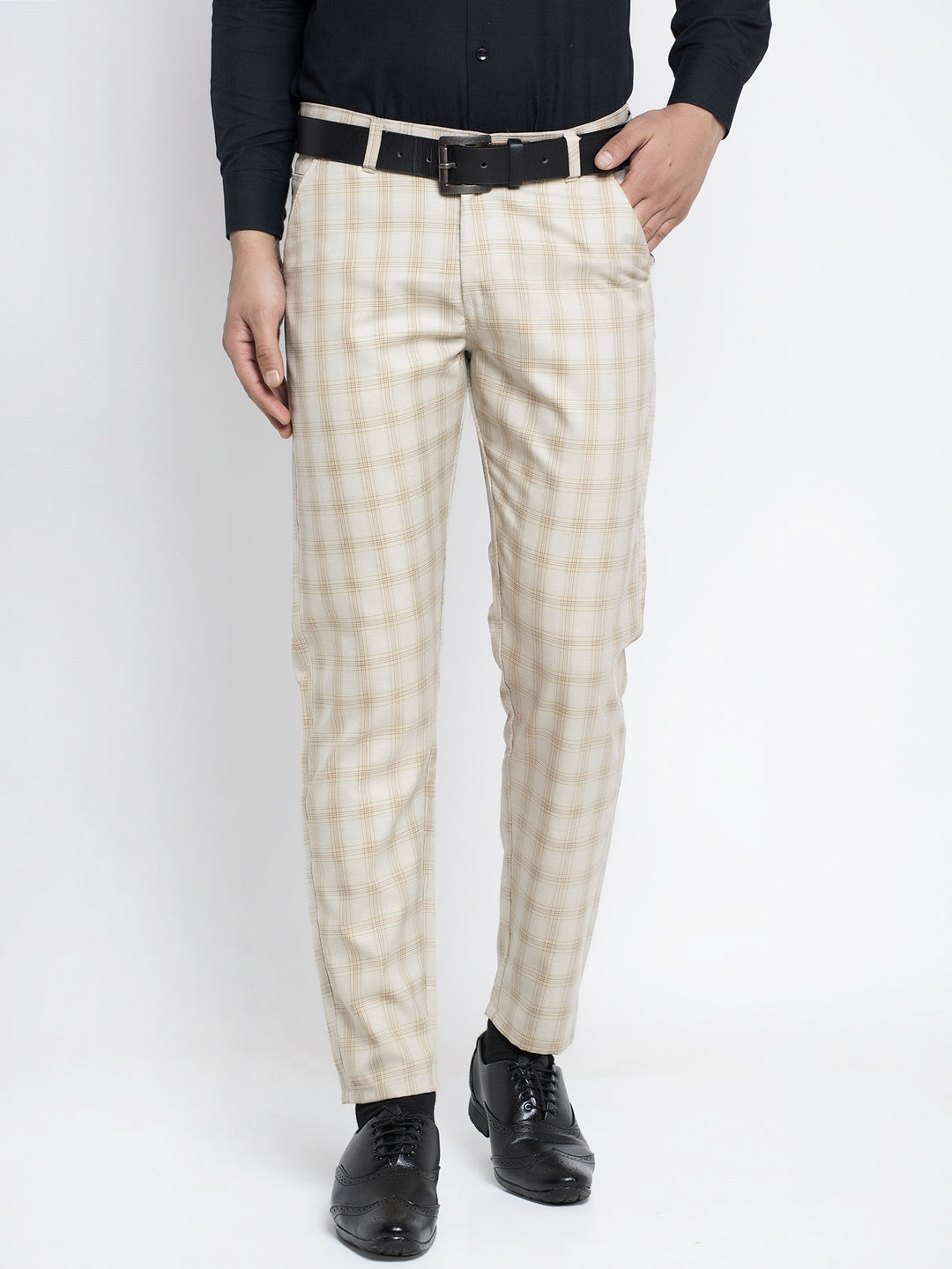 Jainish Men's Cream Formal Trousers ( FGP 261Cream ) | Grocsy