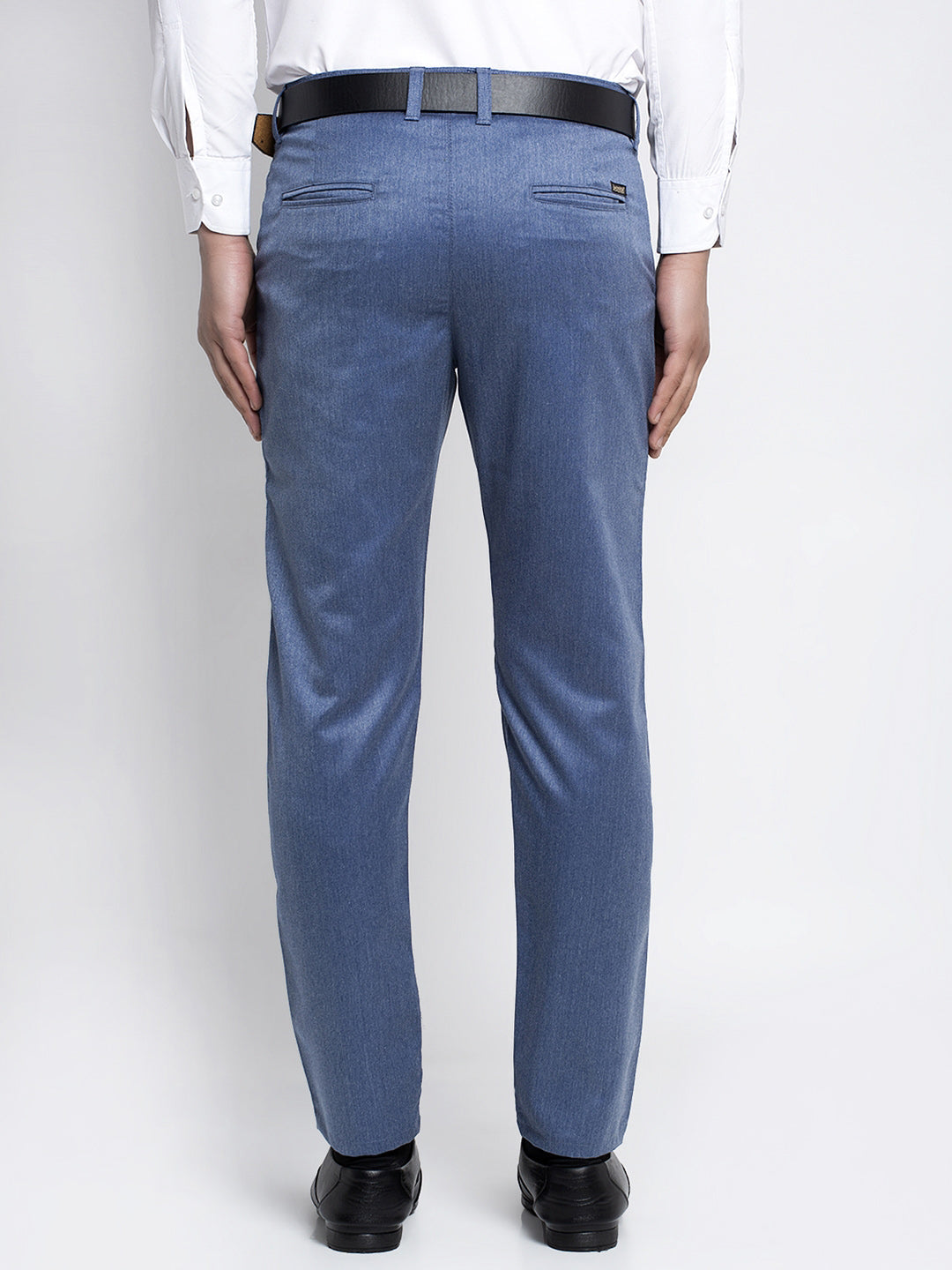 Jainish Men's Blue Cotton Solid Formal Trousers ( FGP 265Indigo ) | Grocsy