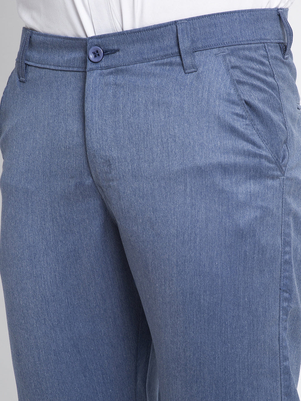 Jainish Men's Blue Cotton Solid Formal Trousers ( FGP 265Indigo ) | Grocsy