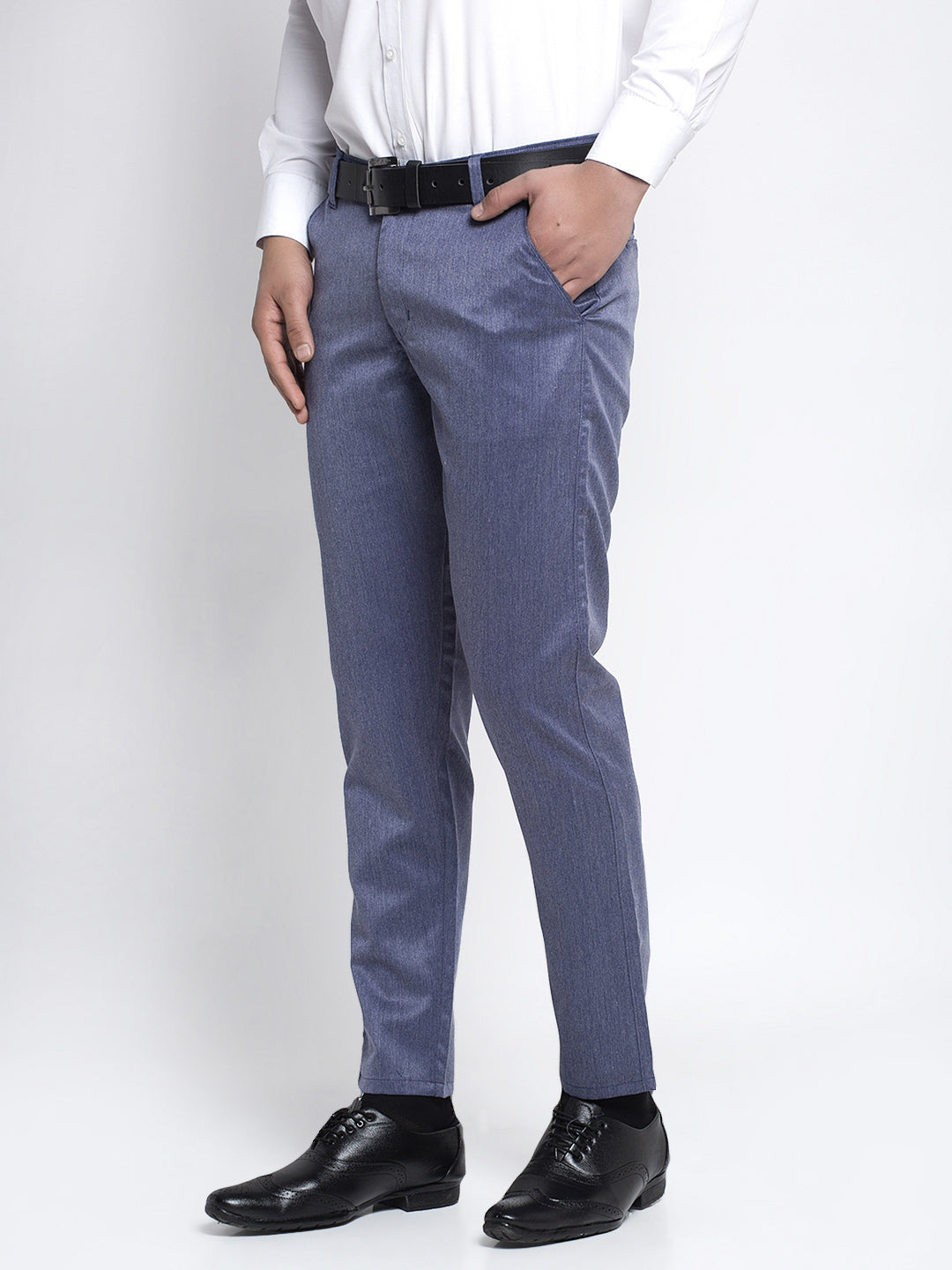 Jainish Men's Blue Cotton Solid Formal Trousers ( FGP 265Navy ) | Grocsy