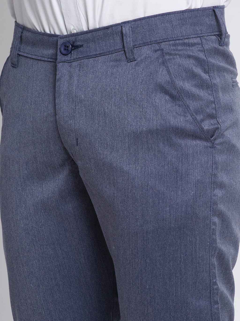 Jainish Men's Blue Cotton Solid Formal Trousers ( FGP 265Navy ) | Grocsy