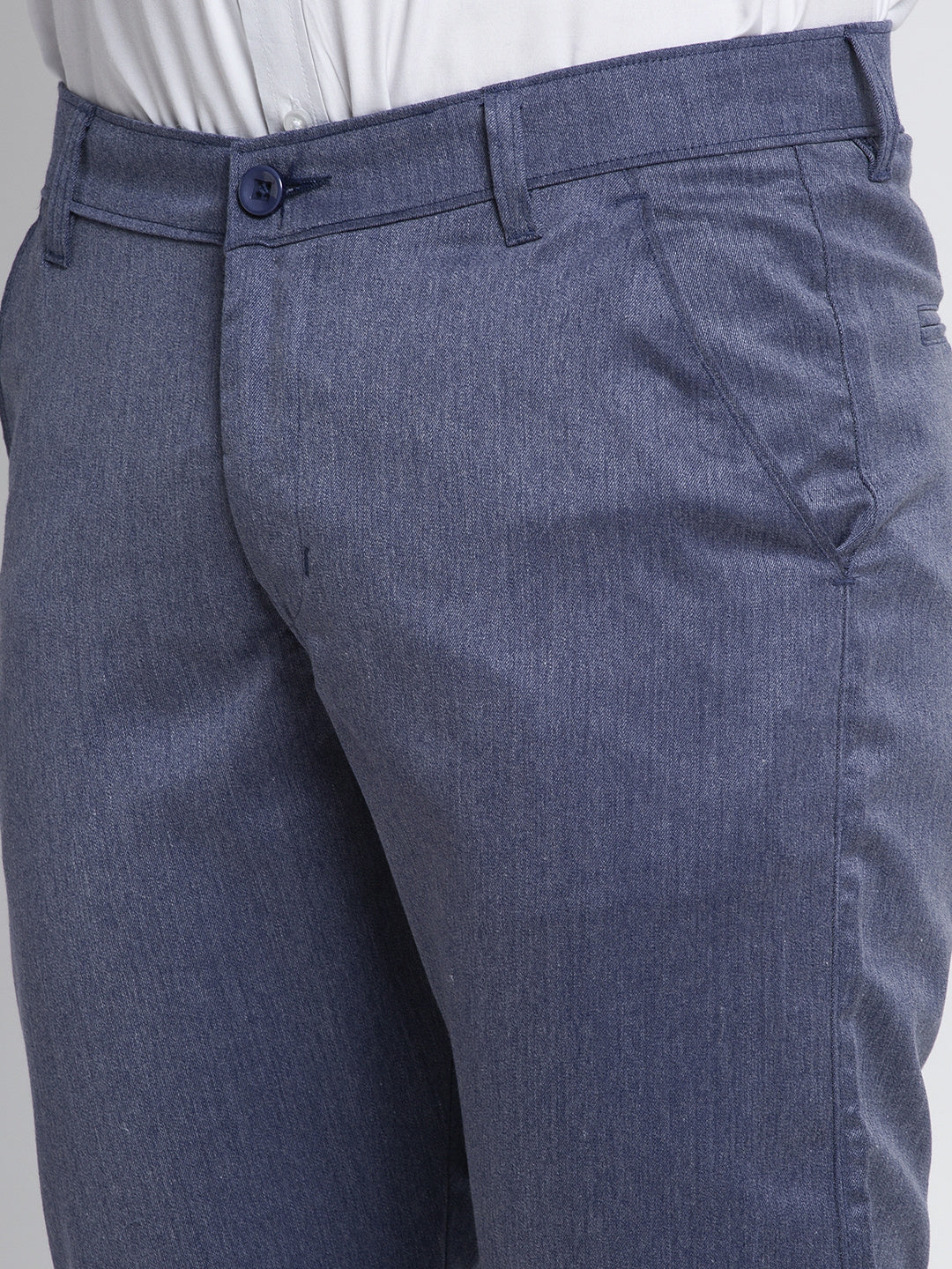 Jainish Men's Blue Cotton Solid Formal Trousers ( FGP 265Navy ) | Grocsy